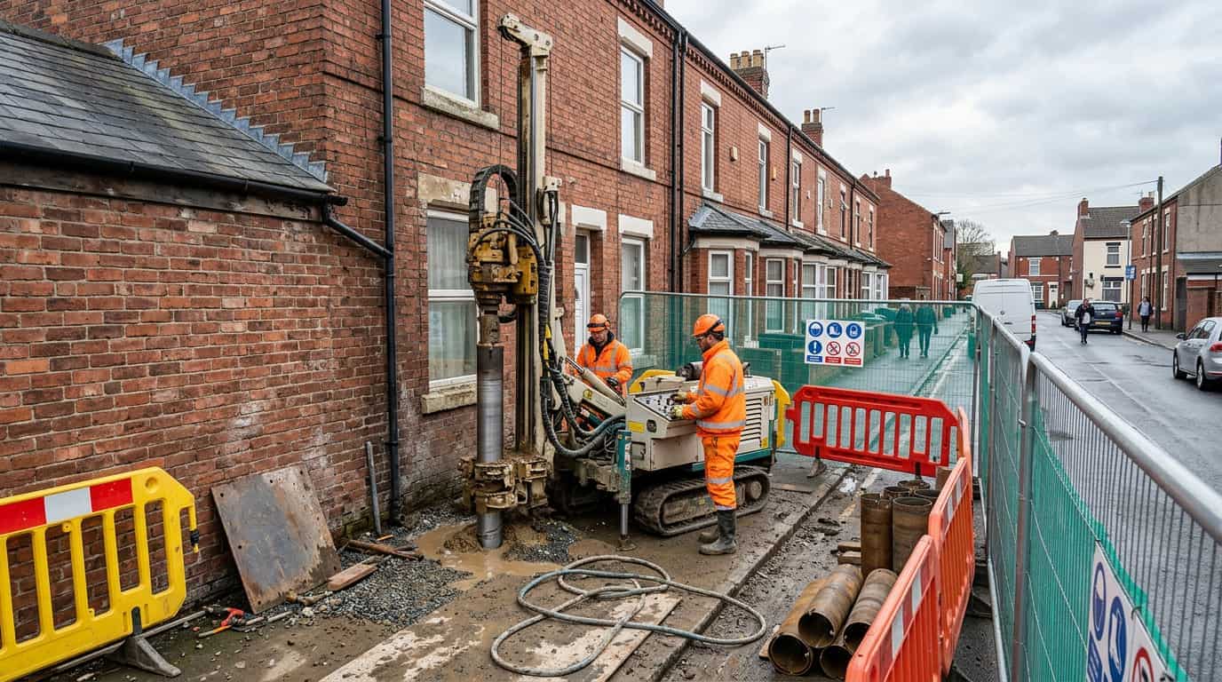 Mini Piling on a Constrained Plot — illustrative construction imagery