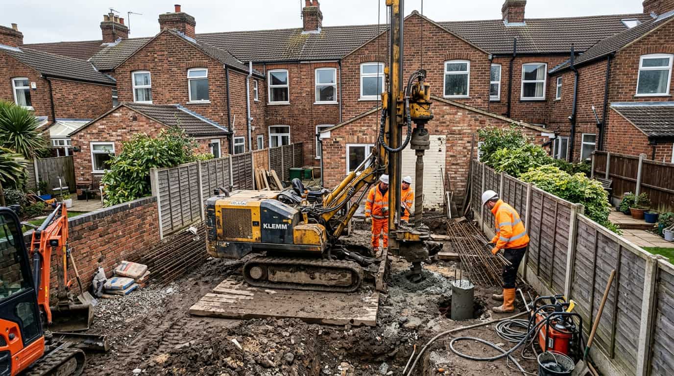 Restricted-Access Mini Piling for an Urban Site — illustrative construction imagery
