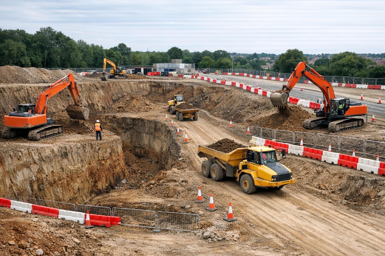 Highway junction and access works on a UK development site