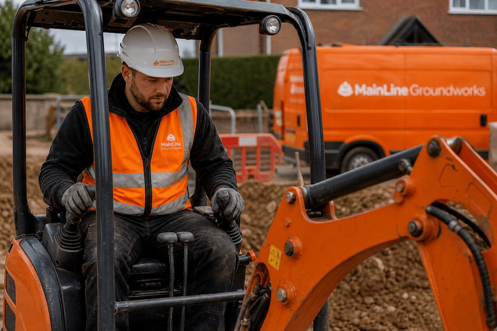 Excavator operator on a construction site